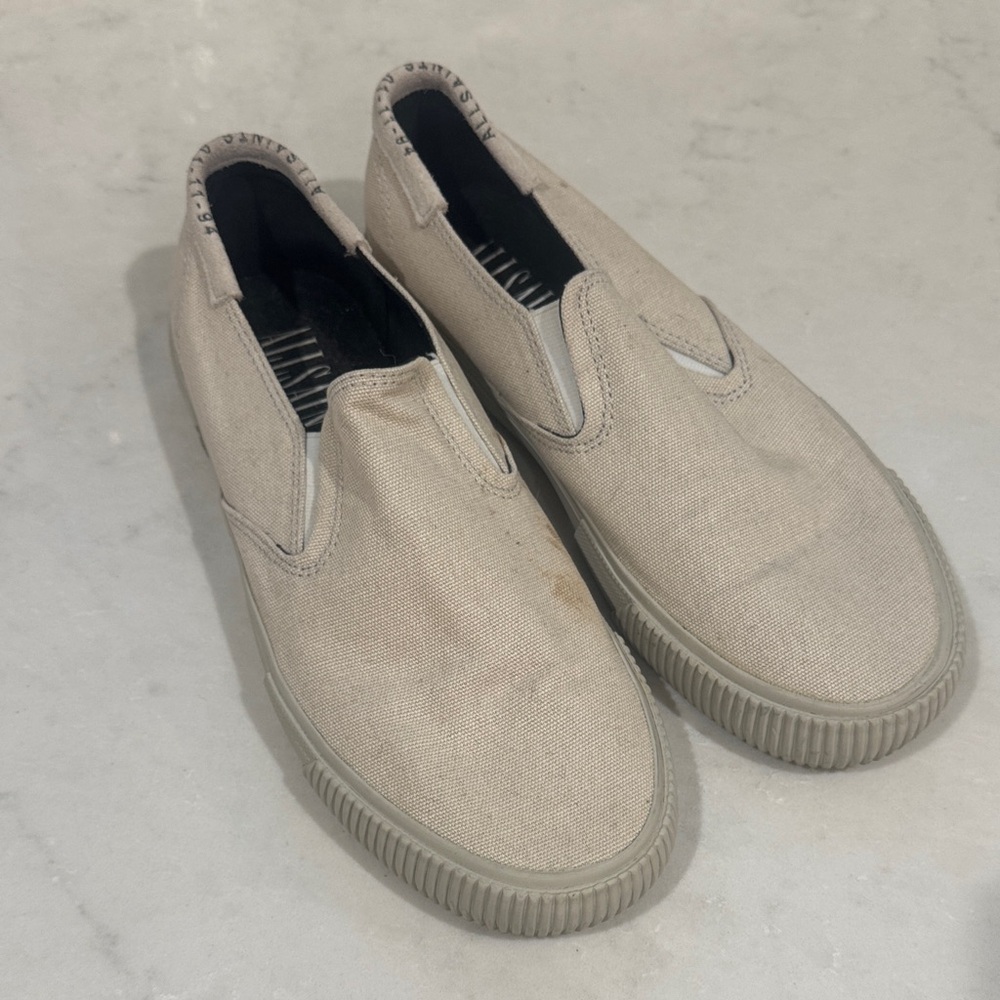 4/$20 All Saints Beige Canvas Slip-On Loafers